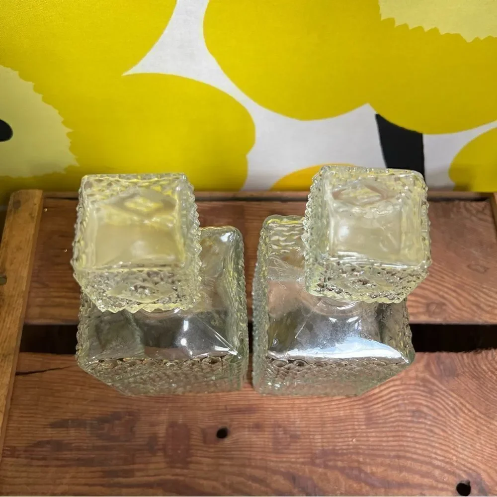 Pair of Two Vintage 1960s Diamond Accented Glass Decanters